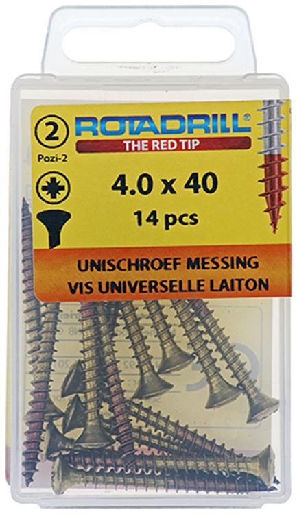 Rotadrill 1039885 - vite universale ottone lk pzd 4.0x40mm (14) | 6 pezzi