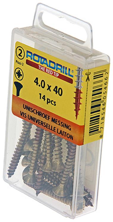 Rotadrill 1039885 - vite universale ottone lk pzd 4.0x40mm (14) | 6 pezzi