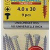 Rotadrill 1039893 - tornillo universal ck pzd acero inoxidable 4.0x30mm (9) | 6 piezas