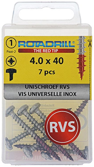 Rotadrill 1039894 - universal screw ck pzd stainless steel 4.0x40mm (7) | 6 pieces