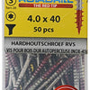Rotadrill 1039899 - hardhoutschroefzelfb.sppls.rvs t20 4.0x40mm (50) | 6 stuks