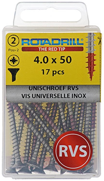 Rotadrill 1039867 - universeelschroef vk pzd rvs 4.0x50mm (17) | 6 stuks