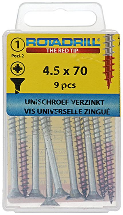 Rotadrill 1039784 - tornillo universal vk pzd vz 4,5x70mm (9) | 6 piezas