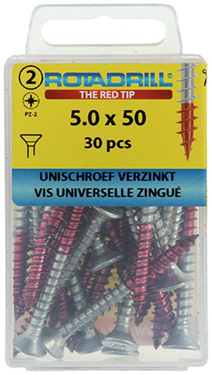 Rotadrill 1039809 - tornillo universal vk pzd vz 5.0x50mm (30) | 6 piezas