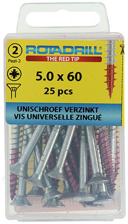 Rotadrill 1039810 - vite universale vk pzd vz 5,0x60mm (25) | 6 pezzi