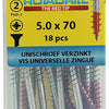 Rotadrill 1039811 - tornillo universal vk pzd vz 5.0x70mm (18) | 6 piezas