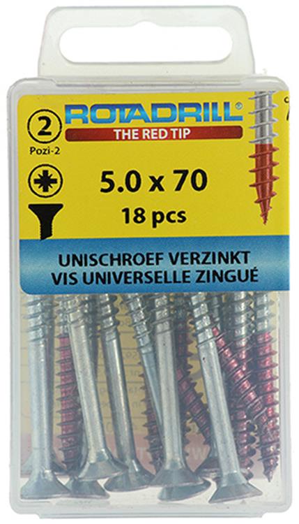 Rotadrill 1039811 - tornillo universal vk pzd vz 5.0x70mm (18) | 6 piezas