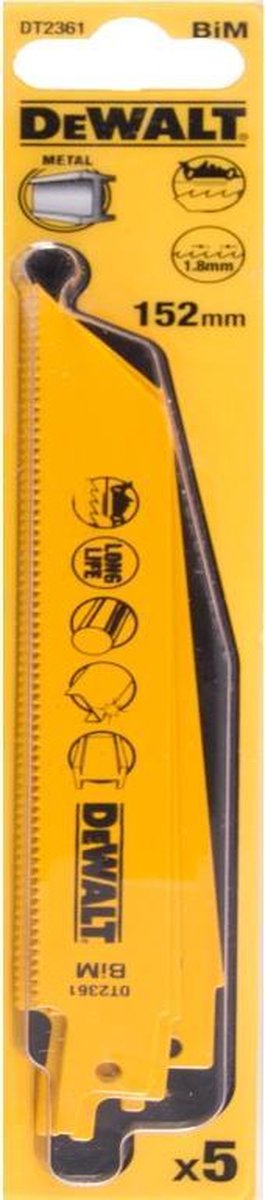 Dewalt dt2361-qz - zaagblad voor reciproezaag - 152mm - bimetaal - snelle metaalsnijding