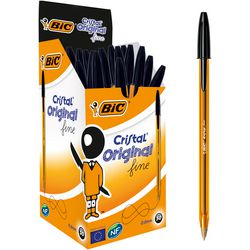 Penna a sfera bic cristal fine 0,3-0,5 mm nero cappuccio permeabile all'aria