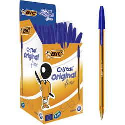 Penna a sfera bic cristal fine 0,3-0,5 mm cappuccio blu permeabile all'aria