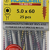 Rotadrill 1039905 - hardhoutschroefzelfb.sppls.rvs t25 5.0x60mm (25) | 6 stuks