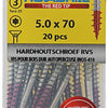 Rotadrill 1039906 - hardhoutschroef zelfb.sppls.rvs t25 5.0x70mm (20) | 6 stuks