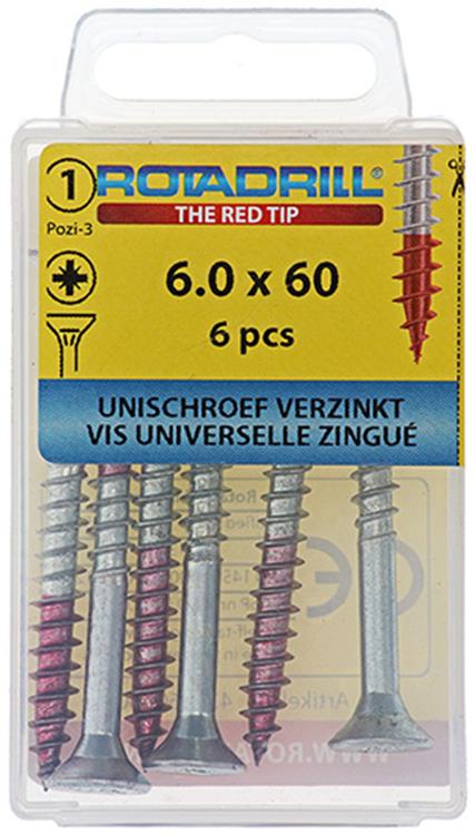 Rotadrill 1039787 - vite universale vk pzd vz 6.0x60mm (6) | 6 pezzi