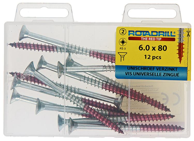 Rotadrill 1039823 - tornillo universal vk pzd vz 6.0x80mm (12) | 6 piezas