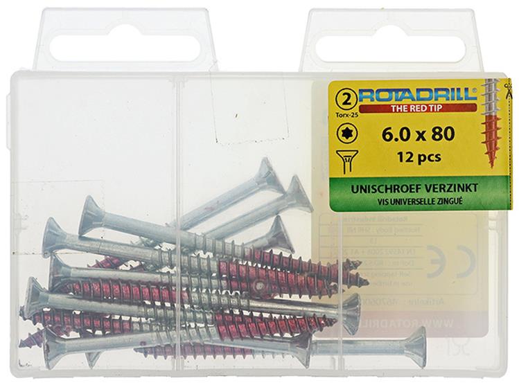 Rotadrill 1039955 - vite universale vktx vz 6.0x80mm (12) | 6 pezzi