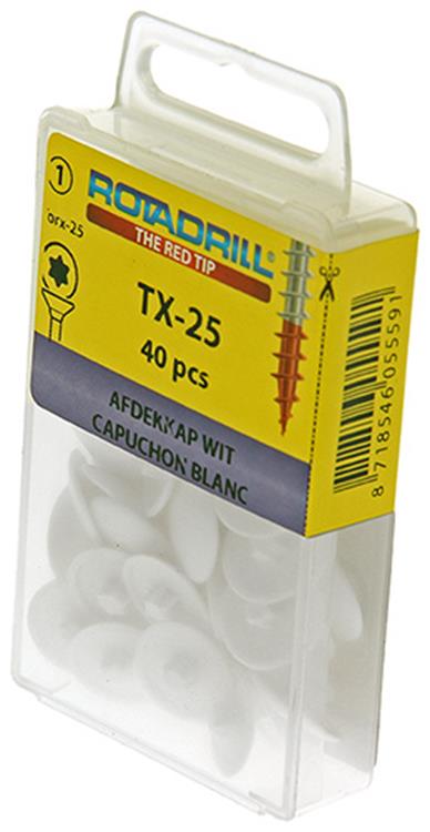 Rotadrill 1039841 - afdekkapje t25 wit | 6 stuks