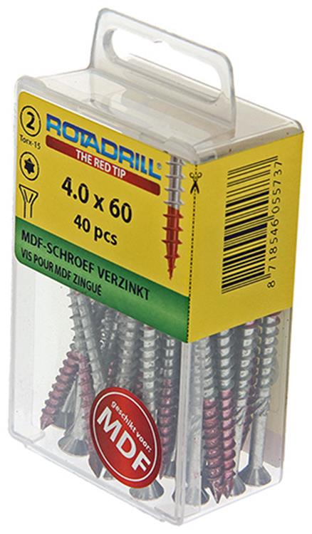 Rotadrill 1039914 - Vite MDF 75°-vk tx vz 4.0x60mm (40) | 6 pezzi