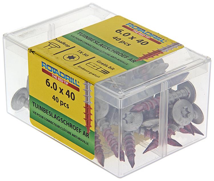 Rotadrill 1040019 - tuinbeslagschroef ar-coating tx 6.0x40mm (40) | 4 stuks