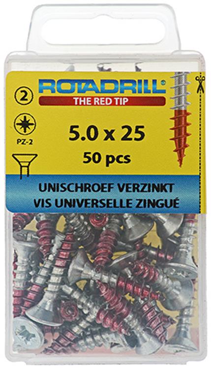 Rotadrill 1039806 - vite universale vk pzd vz 5.0x25mm (50) | 6 pezzi