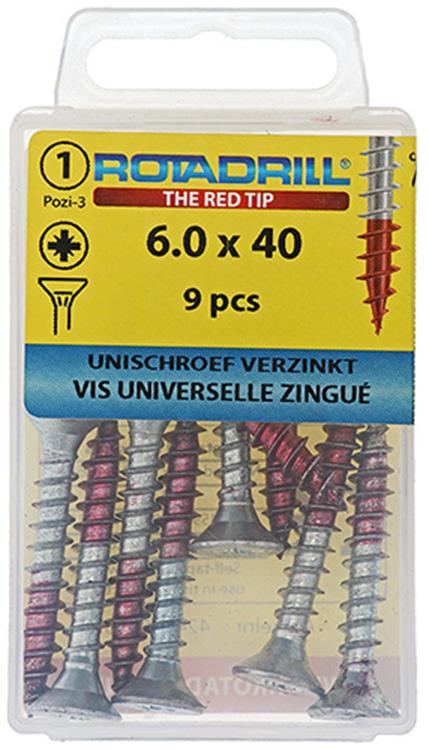Rotadrill 1039785 - vite universale vk pzd vz 6.0x40mm (9) | 6 pezzi