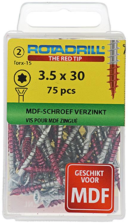 Rotadrill 1039909 - Vite MDF 75°-vk tx vz 3,5x30mm (75) | 6 pezzi