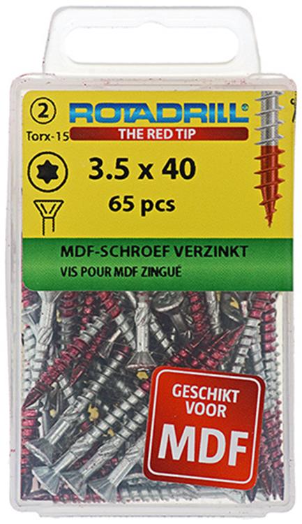 Rotadrill 1039910 - Vite MDF 75°-vk tx vz 3,5x40mm (65) | 6 pezzi