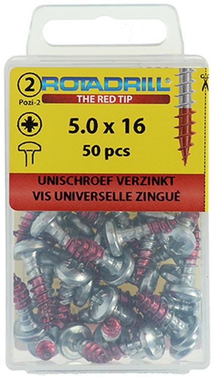 Rotadrill 1039831 - tornillo universal ck pzd vz 5.0x16mm (50) | 6 piezas