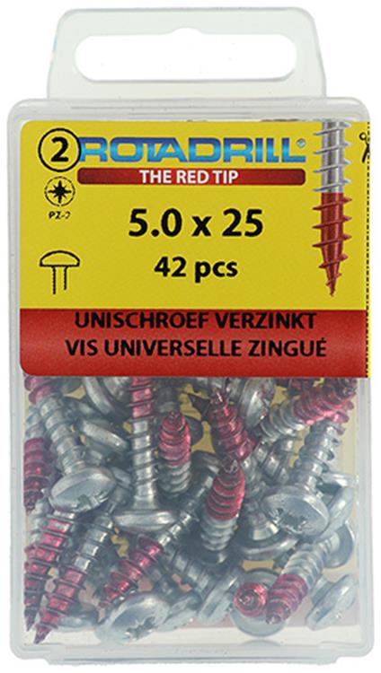 Rotadrill 1039833 - tornillo universal ck pzd vz 5.0x25mm (42) | 6 piezas