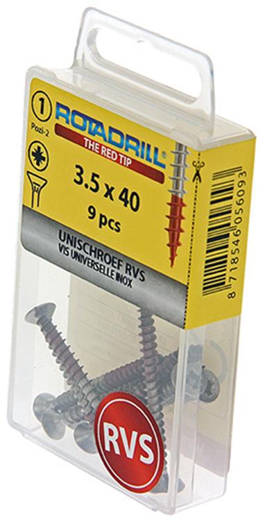 Rotadrill 1039856 - universeelschroef vk pzd rvs-a2 3.5x40mm (9) | 6 stuks