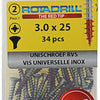 Rotadrill 1039869 - universeelschroef lkpzd rvs-a2 3.0x25mm (34) | 6 stuks
