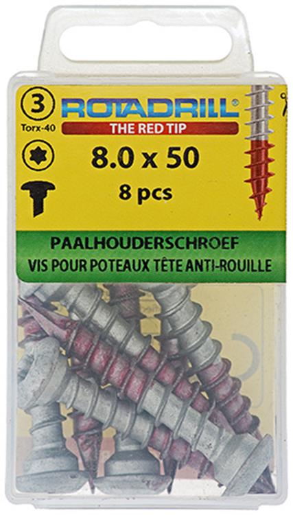 Rotadrill 1039924 - tornillo porta poste ar-coating tx 8.0x50mm (8) | 6 piezas