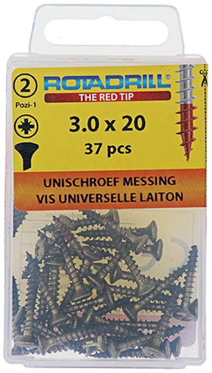 Rotadrill 1039879 - vite universale ottone lk pzd 3.0x20mm (37) | 6 pezzi