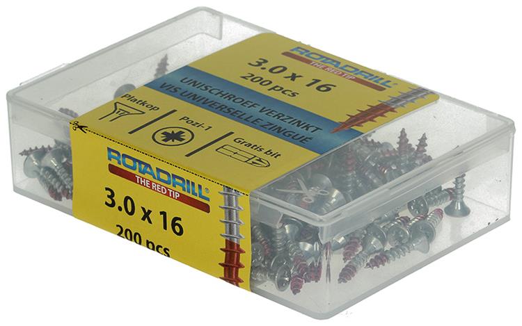 Rotadrill 1039960 - vite universale vkpzd vz 3.0x16mm (200) | 4 pezzi