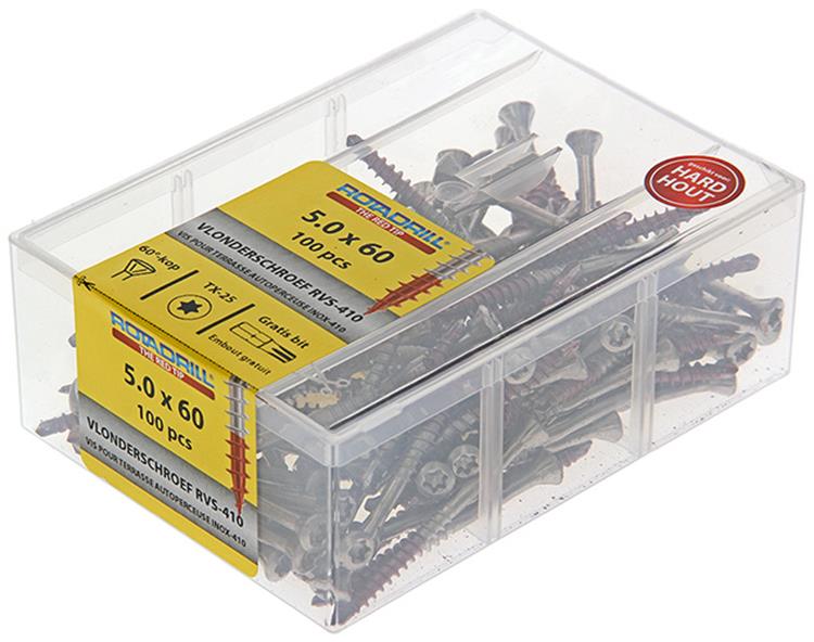 Rotadrill 1040041 - terrasschroef zelfb.sppls.rvs t25 5.0x60mm (100) | 4 stuks