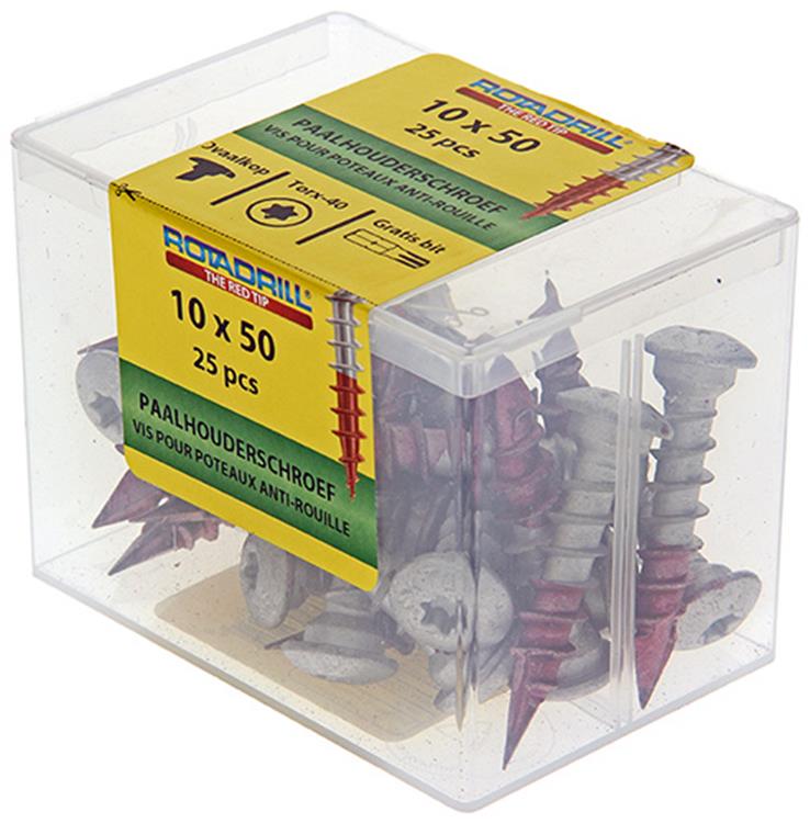 Rotadrill 1040021 - tornillo porta poste ar-coating tx 10.0x50mm (25) | 4 piezas