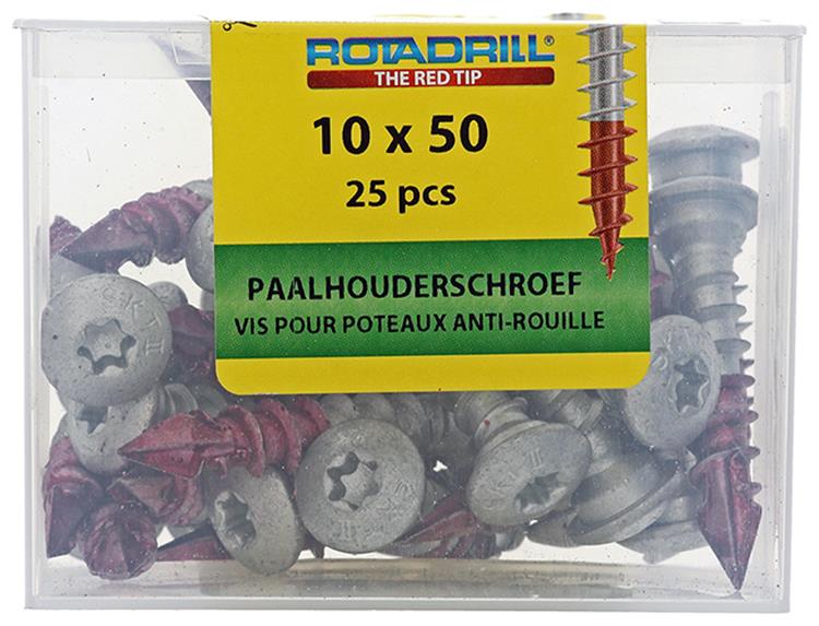 Rotadrill 1040021 - tornillo porta poste ar-coating tx 10.0x50mm (25) | 4 piezas
