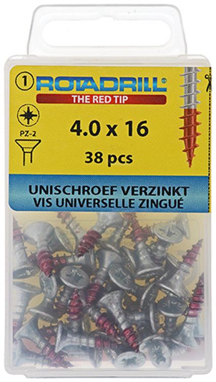Rotadrill 1039774 - tornillo universal vk pzd vz 4.0x16mm (38) | 6 piezas