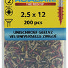Rotadrill 1039789 - vite universale vk pzd glvz 2,5x12mm (200) | 6 pezzi