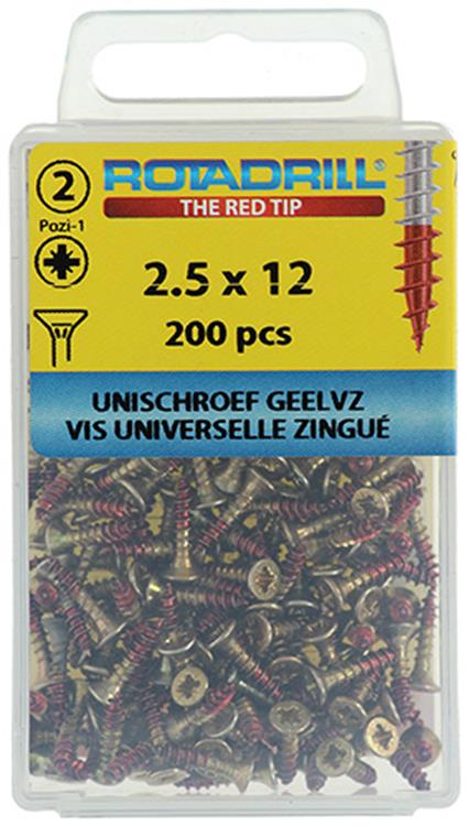 Rotadrill 1039789 - vite universale vk pzd glvz 2,5x12mm (200) | 6 pezzi