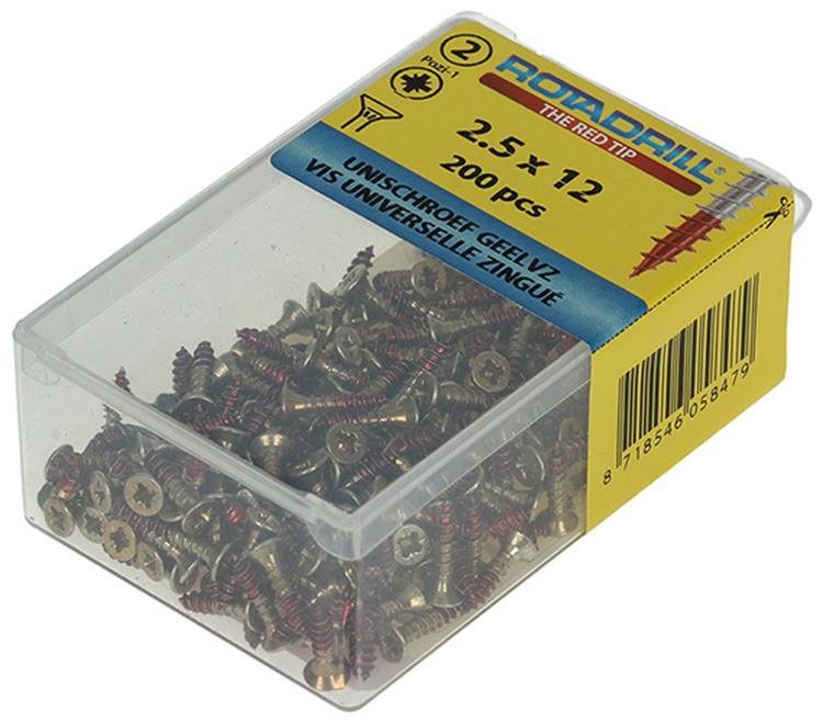 Rotadrill 1039789 - vite universale vk pzd glvz 2,5x12mm (200) | 6 pezzi