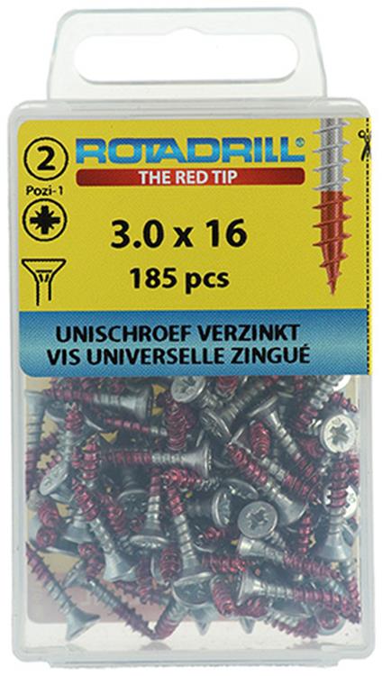 Rotadrill 1039791 - vite universale vk pzd vz 3,0x16mm (185) | 6 pezzi