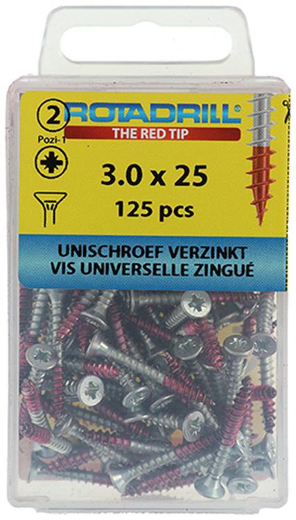 Rotadrill 1039792 - vite universale vk pzd vz 3,0x25mm (125) | 6 pezzi