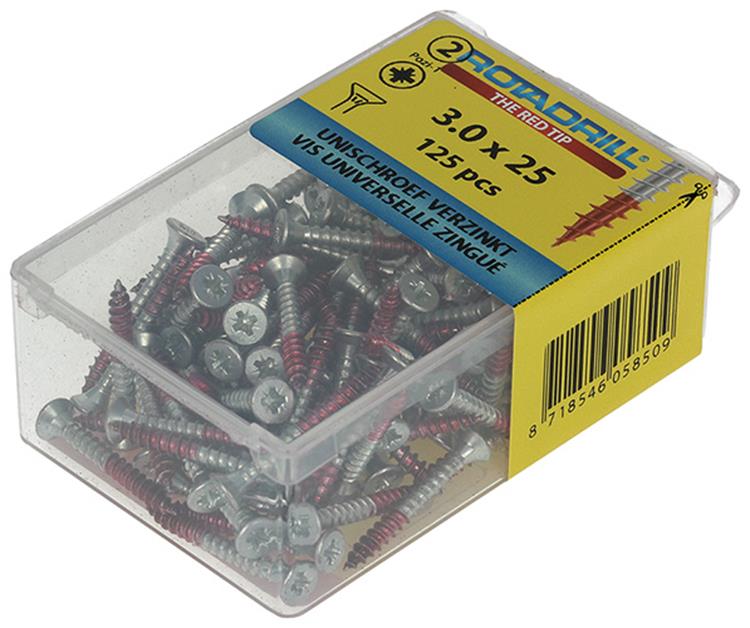 Rotadrill 1039792 - vite universale vk pzd vz 3,0x25mm (125) | 6 pezzi