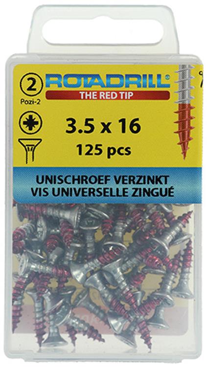 Rotadrill 1039793 - vite universale vk pzd vz 3,5x16mm (125) | 6 pezzi