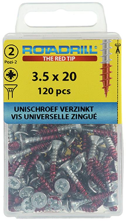 Rotadrill 1039794 - vite universale vk pzd vz 3,5x20mm (120) | 6 pezzi