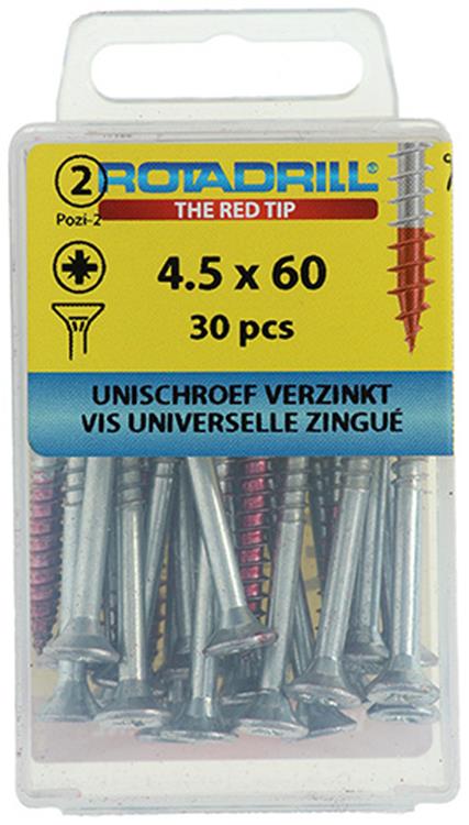 Rotadrill 1039805 - tornillo universal vk pzd vz 4,5x60mm (30) | 6 piezas