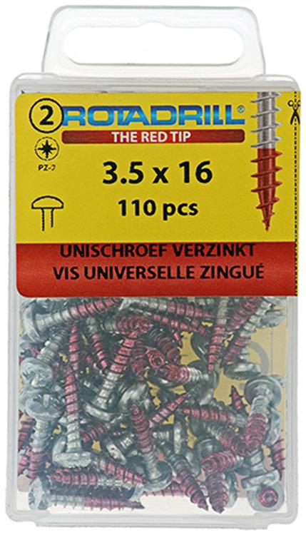 Rotadrill 1039826 - tornillo universal ck pzd vz 3,5x16mm (110) | 6 piezas