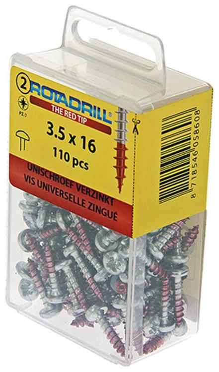 Rotadrill 1039826 - tornillo universal ck pzd vz 3,5x16mm (110) | 6 piezas