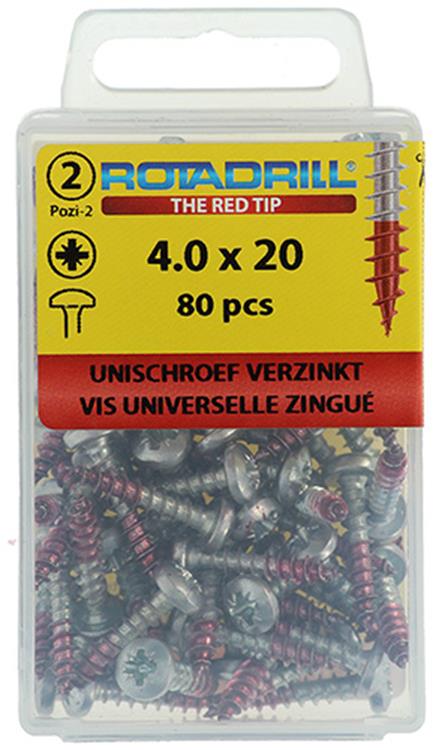 Rotadrill 1039829 - tornillo universal ck pzd vz 4.0x20mm (80) | 6 piezas