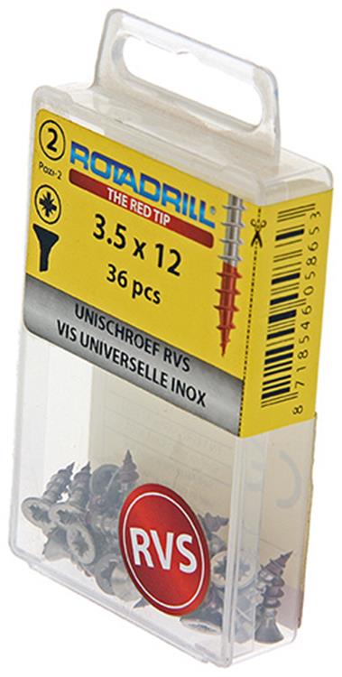 Rotadrill 1039864 - universeelschroef vk pzd rvs-a2 3.5x12mm (36) | 6 stuks